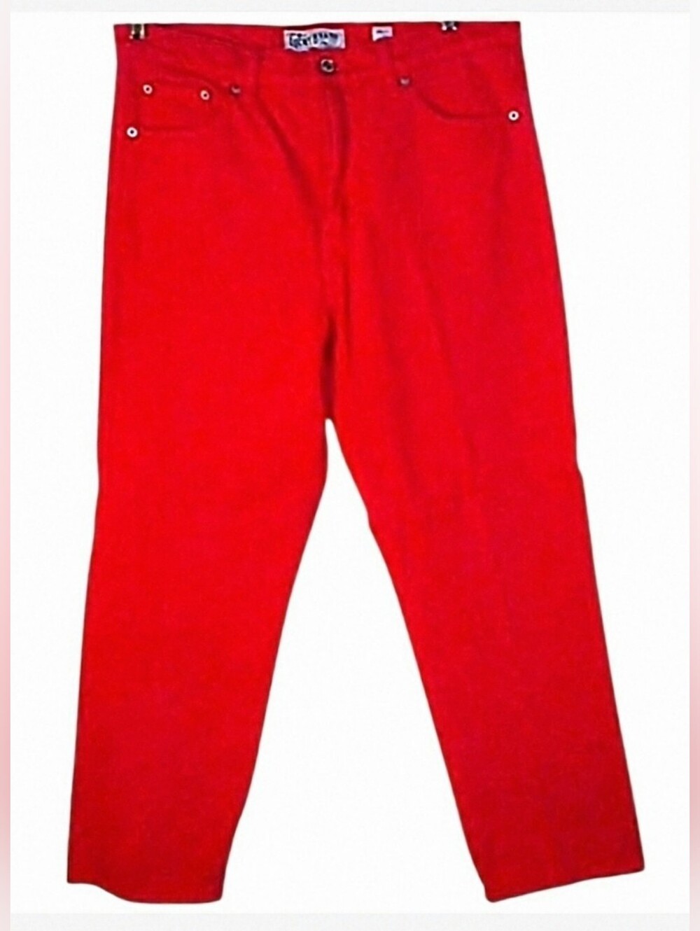 LUCKY BRAND Women's Red Denim Mid-Rise Straight Leg Jeans